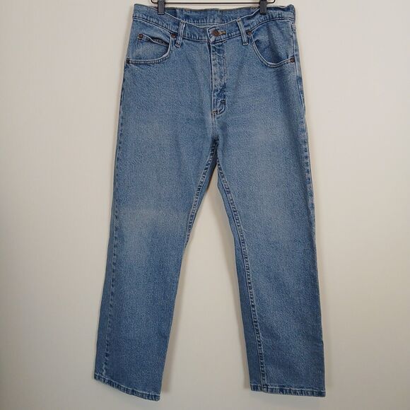 Wrangler Jeans Men‎ 34x29 Straight Leg Relaxed Light Wash Denim Retro 90s Style - Picture 1 of 13